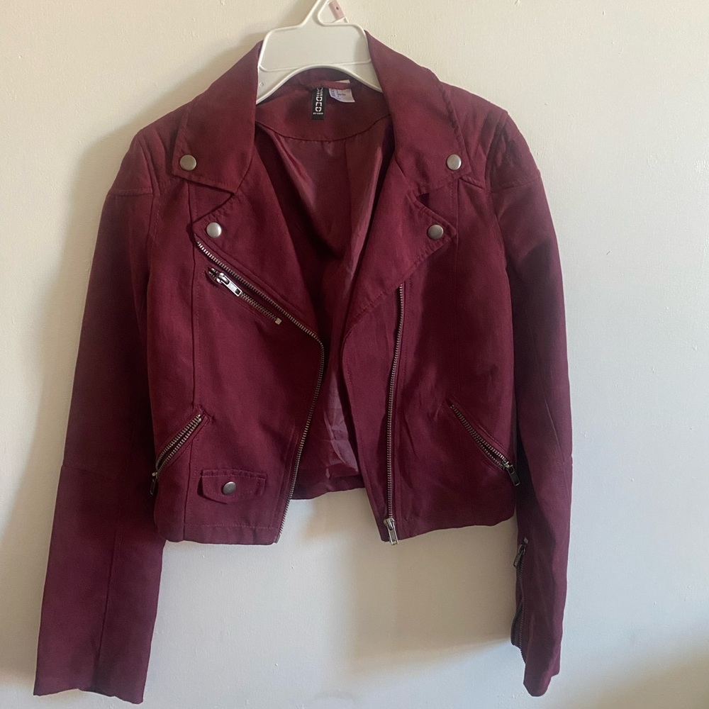 Burgundy Biker Jacket